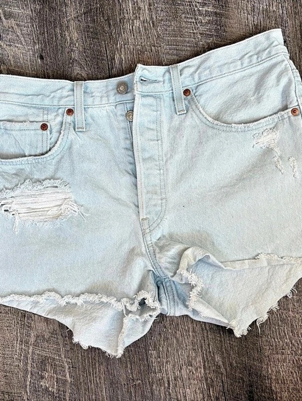 Levi's 501 Original High-Rise Cut-Off Denim Shorts Distressed Jean Shorts in